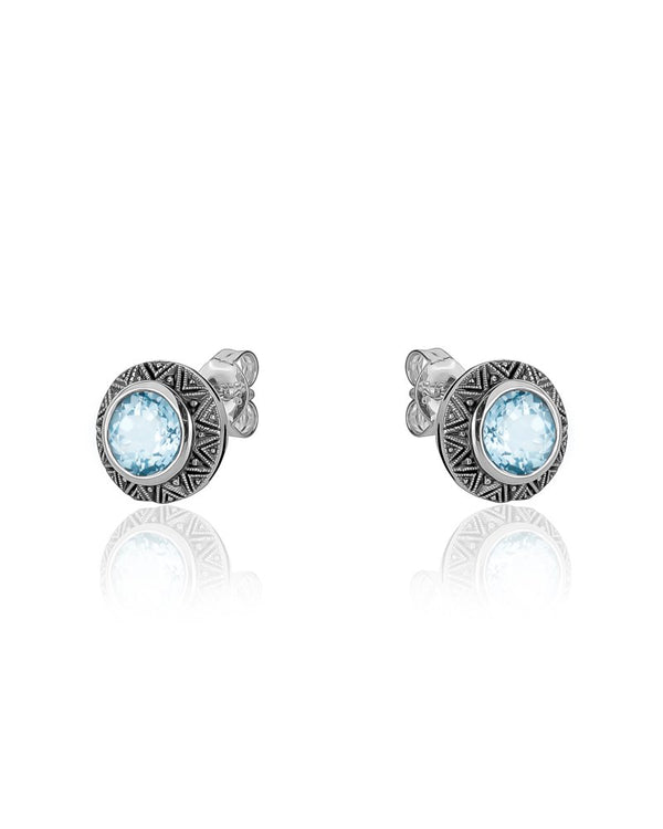 graziella Larus Oxidized Sterling Silver Blue topaz Earrings