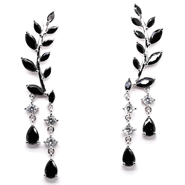 graziella Larus Rhodium Plated Sterling Silver C.Z. Earrings