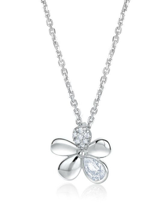 graziella Larus Sterling Silver 18" C.Z Flower Necklace