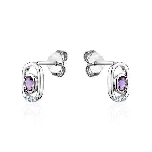 graziella Larus Sterling Silver C.Z & Amethyst Earrings