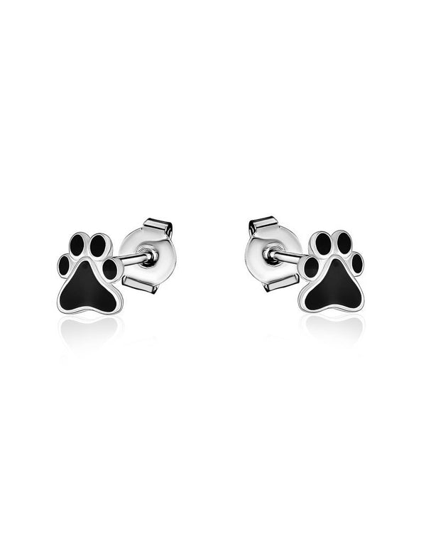 graziella Larus Sterling Silver Dog Paw Stud Earrings