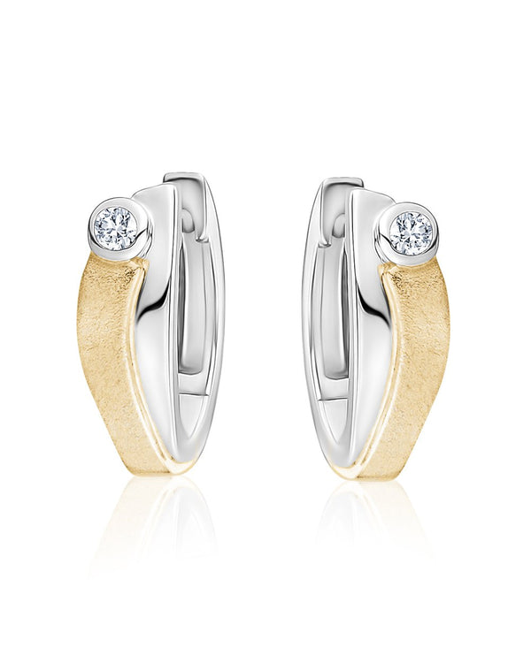 graziella Larus Sterling Silver Yellow Gold Plated 12MM C.Z Huggies Earrings