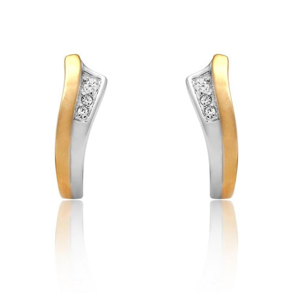 graziella Larus Sterling Silver Yellow Gold Plated 12MM C.Z Huggies Earrings