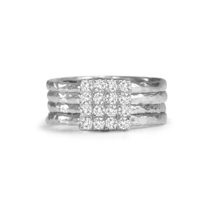graziella Light Meditation Ring. Sterling Silver and C.Z. Size 9