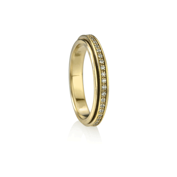 graziella "Lunar" Meditation Ring Sterling Silver and 14KT Yellow Gold Vermeil. Size 9