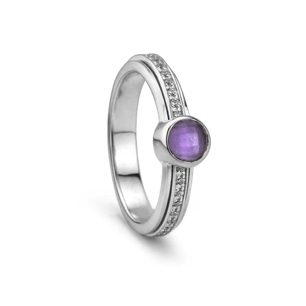graziella Meditation Ring "Calm" Sterling Silver Amertysy & C.Z Ring. Sz7