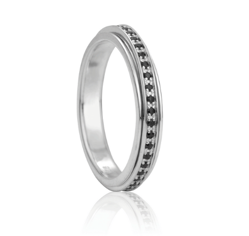 graziella Meditation Ring Eclipse Sterling Silver Black CZ. SIZE 7
