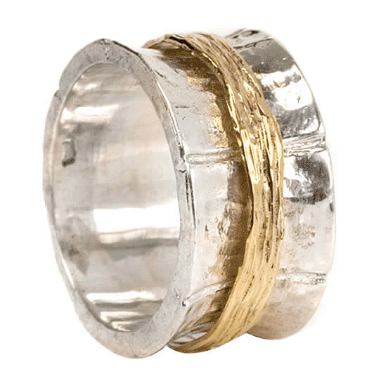 Graziella Meditation Ring "HRDYA" Sterling Silver 9Kt Gold