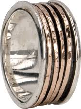 graziella Moon Meditation Ring. Sterling Silver and 9KT Rose Gold. Size 9