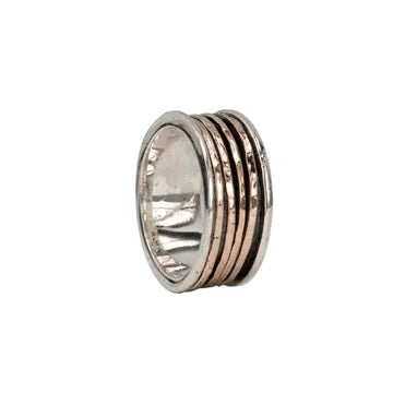 graziella Moon Meditation Ring. Sterling Silver and 9KT Rose Gold. Size 13