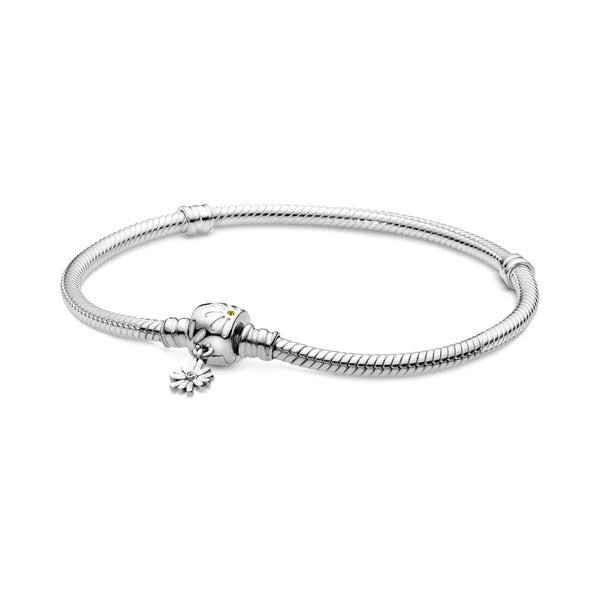 graziella Pandora Moments Daisy Flower Clasp Snake Chain Bracelet