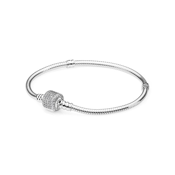 graziella Pandora Moments Sparkling Pavé Clasp Snake Chain Bracelet 19cm