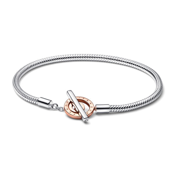 graziella Pandora Moments Two-tone Logo T-Bar Snake Chain Bracelet