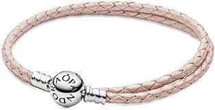 graziella Pandora Silver leather bracelet double pink