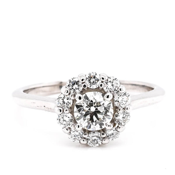 graziella Platinum 0.83CTW Round Brilliant Diamond Halo Set Engagement Ring