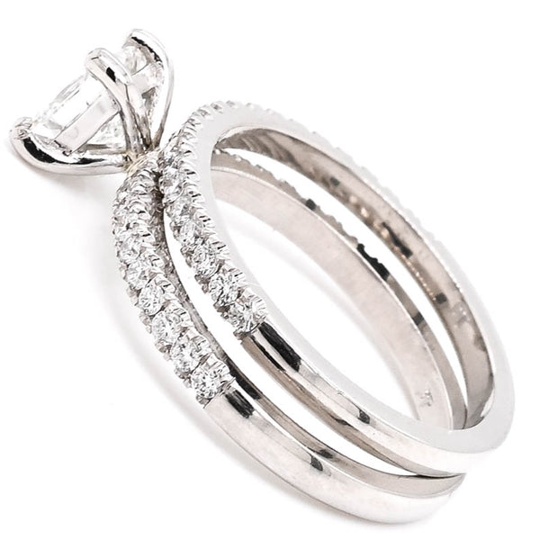 Graziella Platinum 1.04CTW Princess Cut Diamond Accent Engagement Ring With Matching Platinum Diamond Wedding Band