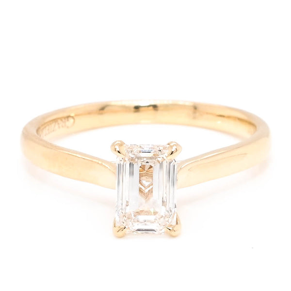 graziella Pre-Owned 14KT Yellow Gold 1.00CT VS2 I Colour Emerald Shape Diamond Soliatire Engagement Ring