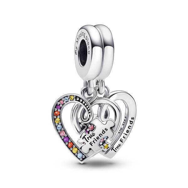 graziella Puzzle Piece Hearts Splittable Friendship Dangle Charm