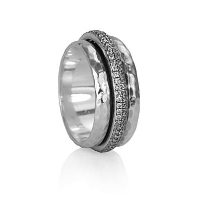 graziella Reflections Meditation Ring. Sterling Silver and C.Z. Size 9