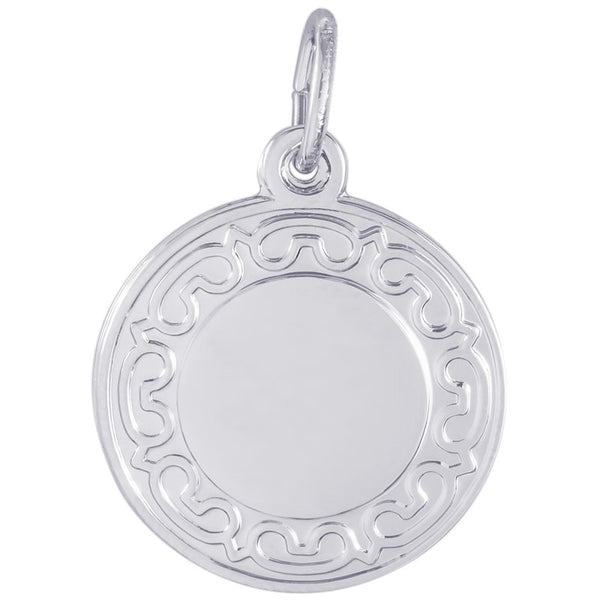 graziella Rembrandt Charms Sterling Silver Disc with Fancy Scroll Charm