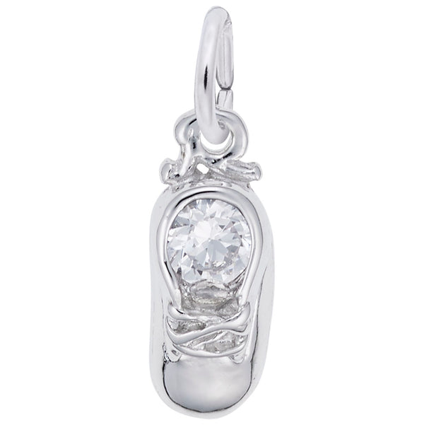 graziella Rembrandt Sterling Baby Boot Synthetic April Stone Charm