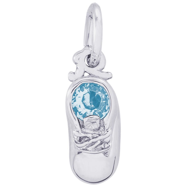 graziella Rembrandt Sterling Baby Bootie December Synthetic Stone Charm