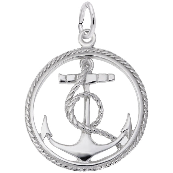 graziella Rembrandt Sterling Silver Anchor in Circle Charm