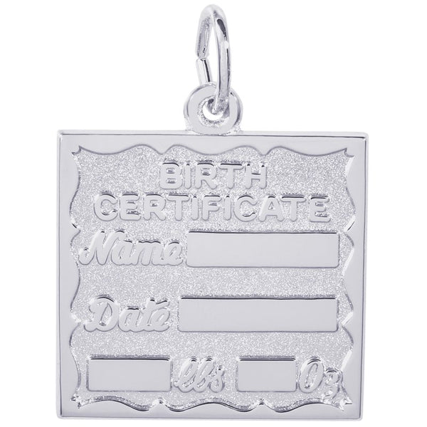 graziella Rembrandt Sterling Silver Birth Certificate Charm