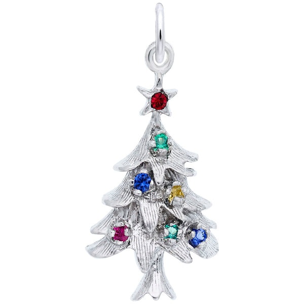 graziella Rembrandt Sterling Silver Christmas Tree with Stones Charm