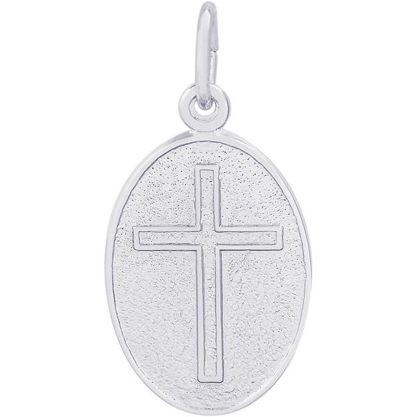 graziella Rembrandt Sterling Silver Cross Oval Disc Charm