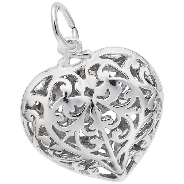graziella Rembrandt Sterling Silver Filigree Heart Charm
