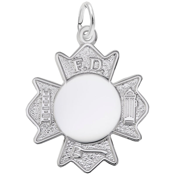 graziella Rembrandt Sterling Silver Fire Department Badge Charm