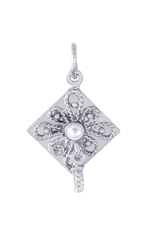 graziella Rembrandt Sterling Silver Graduation Cap with Pearl Charm
