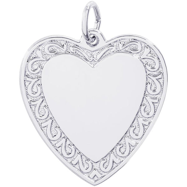 graziella Rembrandt Sterling Silver Heart with Scroll Charm