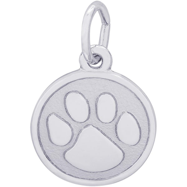 graziella Rembrandt Sterling Silver Paw Print Disc Charm. Small