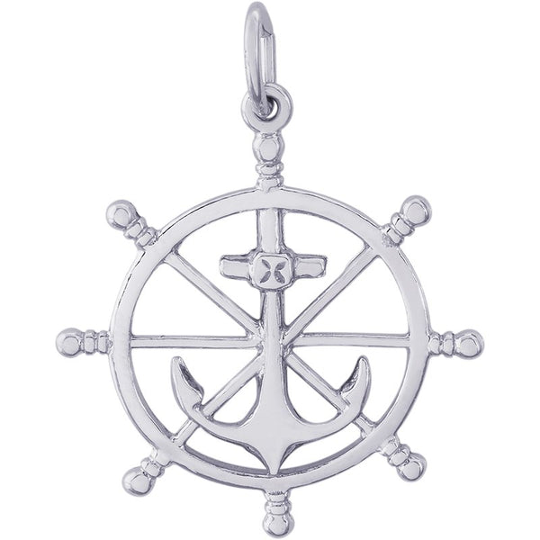graziella Rembrandt Sterling Silver Ship's Wheel with Anchor Charm