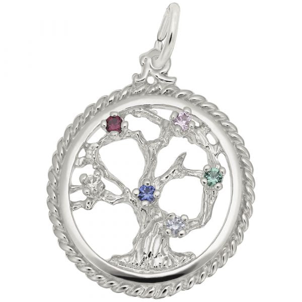 graziella Rembrandt Sterling Silver Tree of Life with 6 Stones