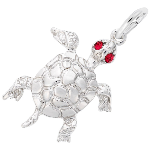 graziella Rembrandt Sterling Silver Turtle with Red Eyes Charm
