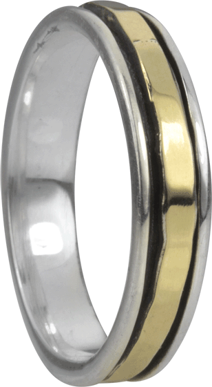 graziella Sati Meditation Ring. Sterling Silver and 9KT Yellow Gold. Size 8