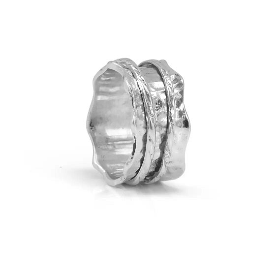 graziella "Sea" Meditation Ring - Sterling Silver Ring. Size 8