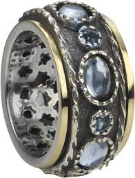 Graziella Sky Meditation Ring Sterling Silver 9KT Blue Topaz Size5