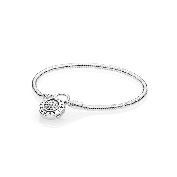 graziella Smooth PANDORA Signature Padlock Clasp Clear CZ
