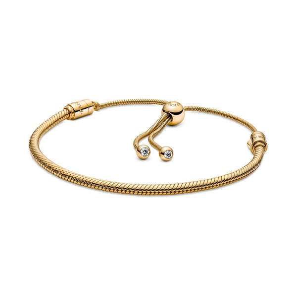 graziella Snake chain 14k gold-plated bracelet with clear cubic zirconia