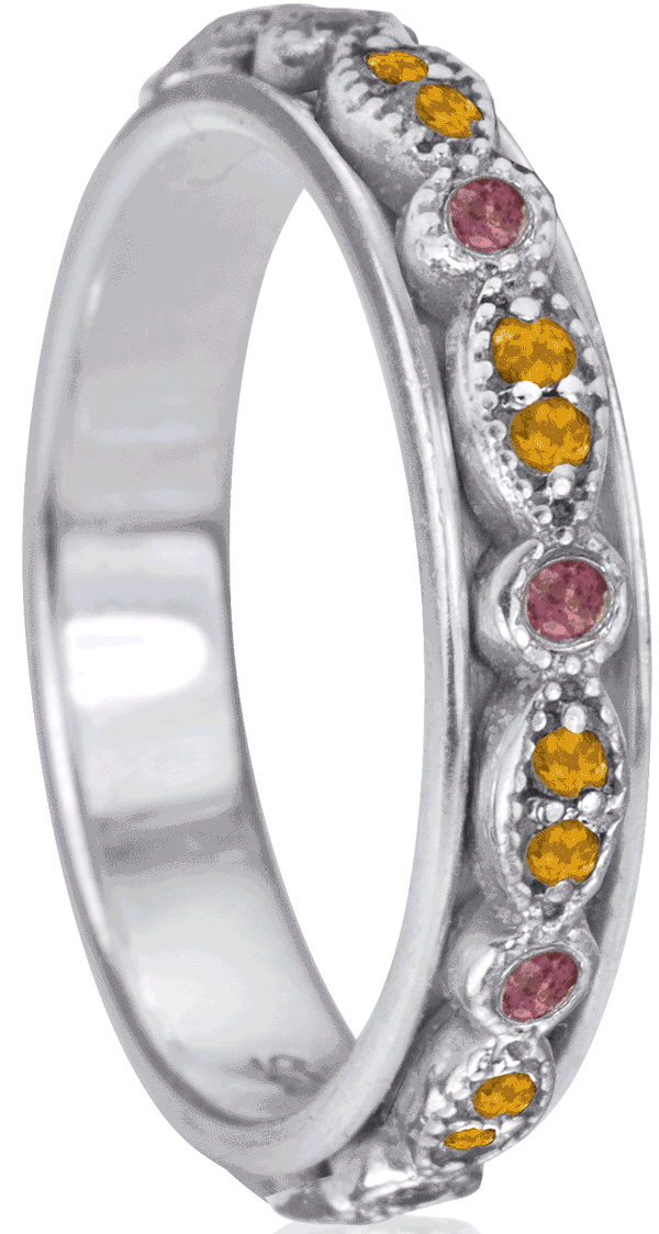 graziella Solar Meditation Ring Sterling Silver Citrine Pink Tourmaline Size 6