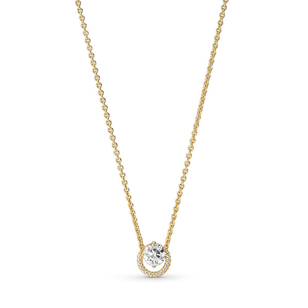 graziella Sparkling Round Halo Pendant Collier Necklace