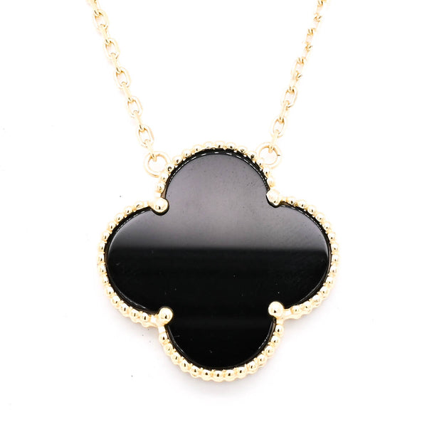 graziella Sterling Silver 14Kt Yellow Gold Plated 18" Black Onyx Flower Necklace