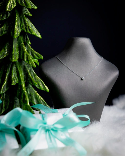 Graziella Sterling Silver 18-20" C.Z Bezel Set Necklace