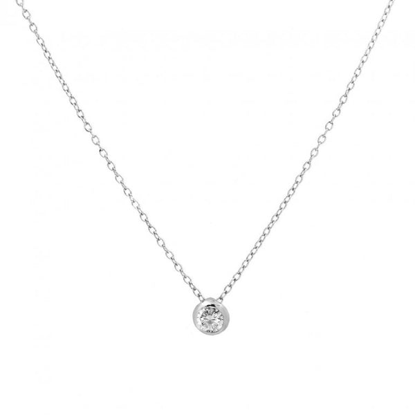 Graziella Sterling Silver 18-20" C.Z Bezel Set Necklace