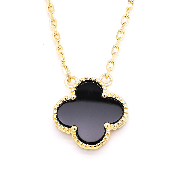 graziella Sterling Silver 18" Black Onyx Flower Necklace