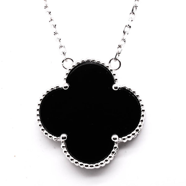 graziella Sterling Silver 18" Black Onyx Flower Necklace